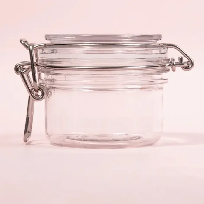 clear plastic sealed jar with buckle cap