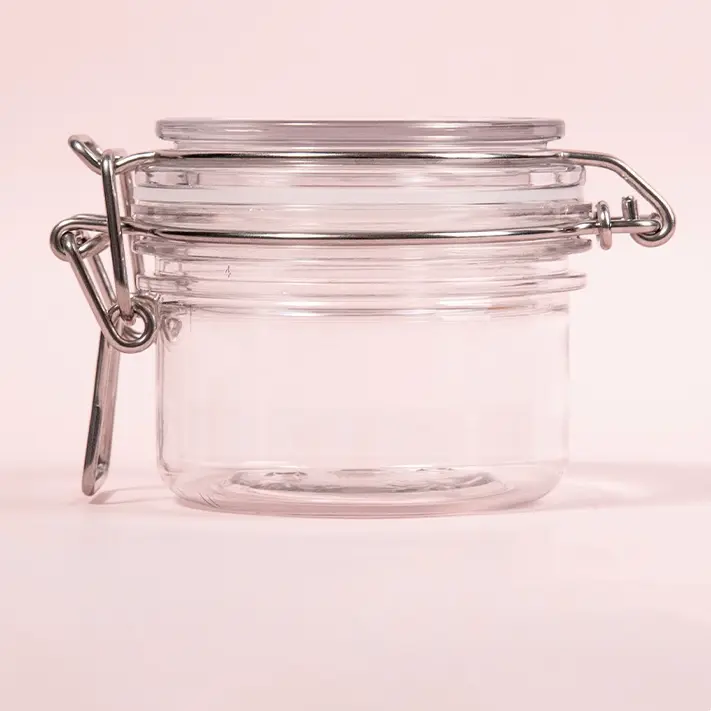 clear plastic sealed jar with buckle cap