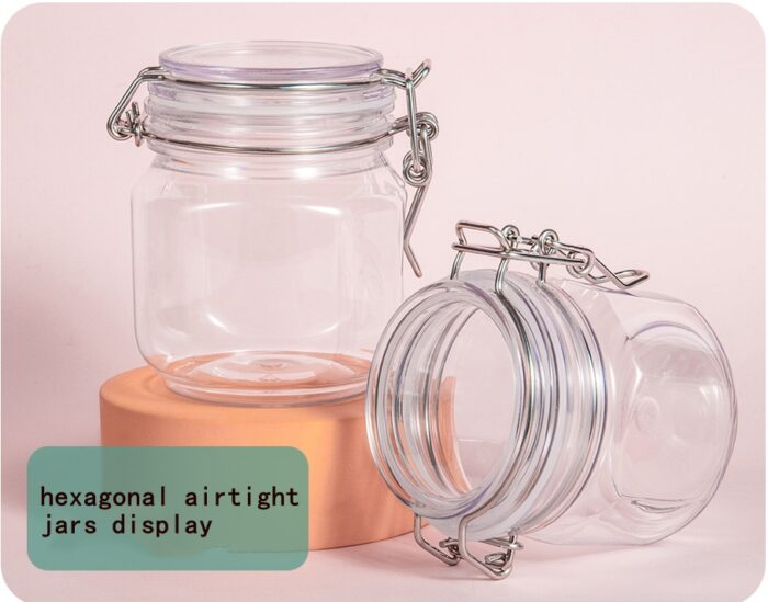 Wholesale PET Hexagonal Airtight Jars | Custom Food Canisters with Clamp Lids - Image 3